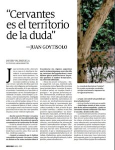 Entrevista a Juan Goytisolo en Marrakech con motivo de su Premio Cervantes. Mercurio. Abril 2015