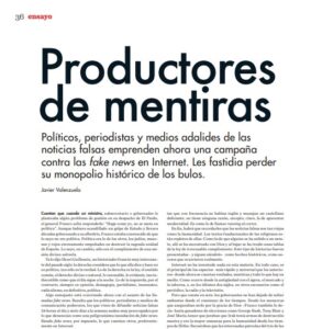 Productores de mentiras. Fake News. tintaLibre Enero 2018