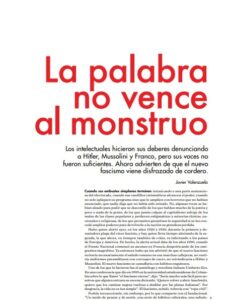 La palabra no vence al monstruo. Intelectuales y antifascismo. tintaLibre de enero de 2019